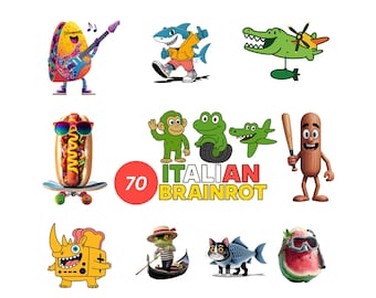 Pakiet włoskich memów Brainrot Clipart: zabawne postacie PNG SVG PDF