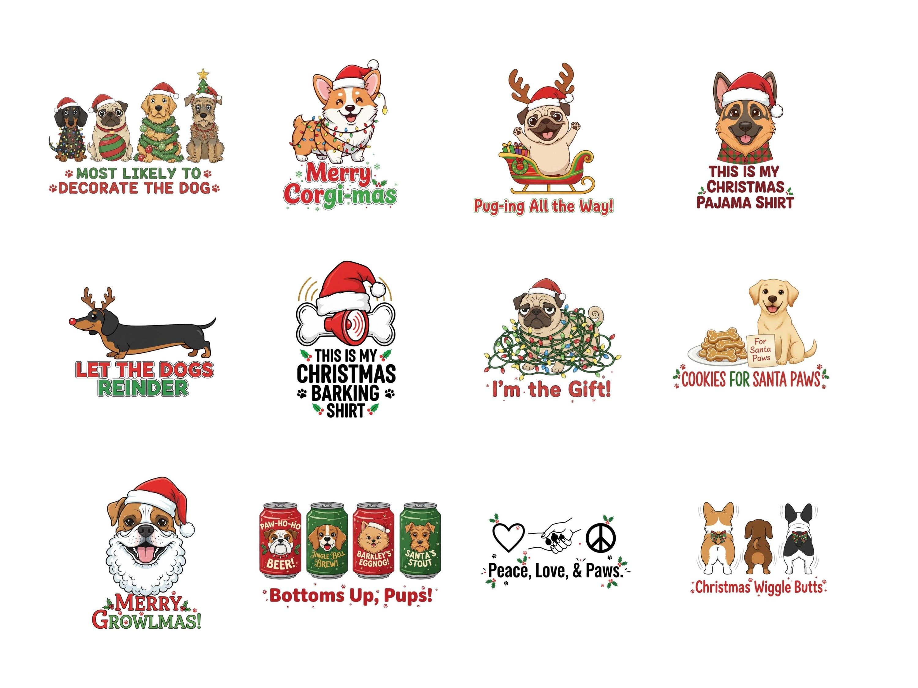 Dog Christmas Clipart PNG Bundle | Holiday Puppy Designs (digital ...