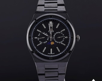 Orologio cronografo nero Orologio da uomo in acciaio inossidabile Orologio nero minimalista Orologio nero, Orologi da uomo Orologio per uomo Orologio sottile. Orologio personalizzato