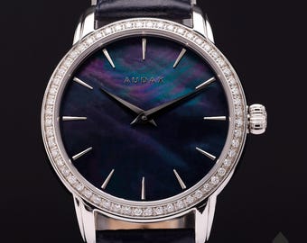 Orologio in acciaio inossidabile, orologio con diamanti per anniversario, regalo di nozze, regalo di compleanno, regalo di San Valentino, orologio da polso da donna, regalo di fidanzamento, regalo di proposta di matrimonio