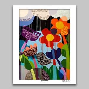 Blackbird art printed on paper, standard sizes, Beatles art