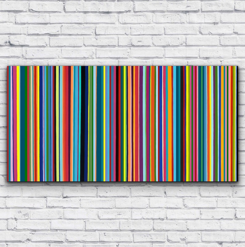 Walk the Line Abstract Multicolor Wall Art Colorful Stripes Etsy