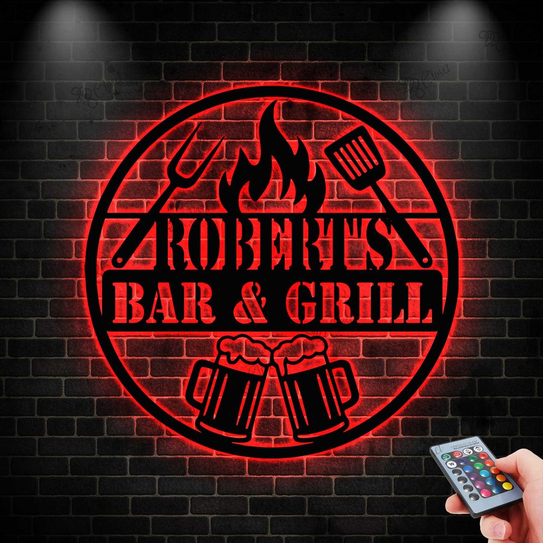 Personalized Backyard Pool Metal Sign LED Light, Outdoor Wall Art Decor ...