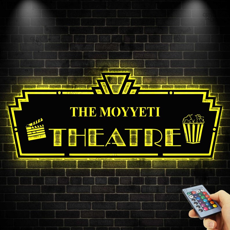Personalized Home Cinema Metal Sign Led Light, Home Theater Metal Wall ...