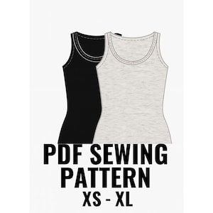 Patrón de costura en PDF de camiseta básica de tirantes para mujer / Tallas XS-XL / Descarga digital