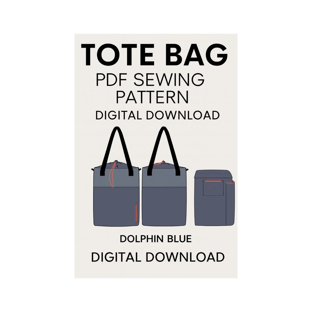 Reversible Tote Bag Sewing Pattern PDF | Dolphin Blue Bag Digital ...
