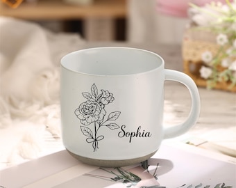 Personlig födelseblomma-mugg, anpassad keramisk tekopp, mors dag-present