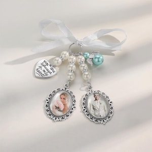 Personalized bridal photo bouquet charm，Wedding Photo Charm，Memorial Bouquet Charm，Family Photo Charm Gift For Grandmather