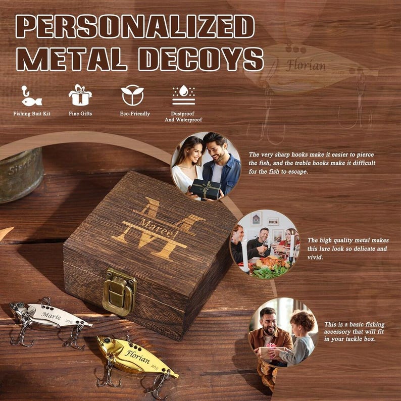 Custom Name Fishing Lure With Wooden Box,personalized Fisherman Gift ...