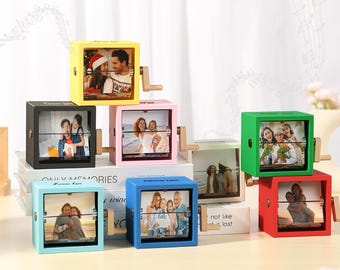Personalized Photo Flipbook Frame WIth Music, Picture Machine, Custom Hand Crank Photo Album With Light,Personalized Gift, Anniversary Gifts
