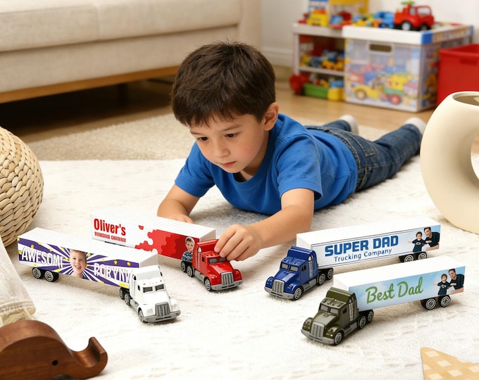 Personalized Toy Truck with Photo,Custom Name Toys for Boys,Car Model Toy,Birthday Gifts For Kids,Truck driver gift，Christmas gift for boy