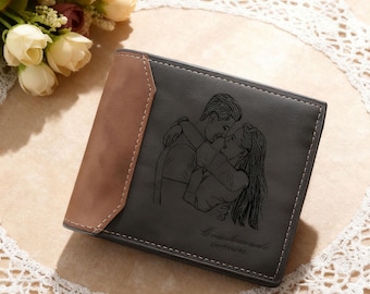 Cartera personalizada con foto grabada, regalo para tu esposo