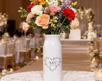 Aangepaste verjaardag keramische vaas, gepersonaliseerd verlovingscadeau, aandenkenvaas met datum, bruiloftvaas voor koppels, decor housewarming