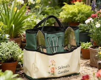 Personalisierte Gartentasche, Geschenk für Gärtner, Blumenernte Tasche für Oma, Terrasse Pflanzgefäße | Geschenk für sie, Pflanzenliebhaber