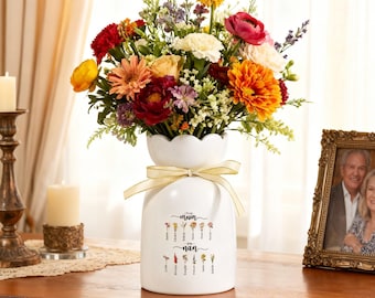 Vase de naissance personnalisé de maman à grand-mère, vase première maman maintenant grand-mère, vase souvenir nom de famille, cadeau fête des mères, nouveau cadeau grand-mère, vase décoration d'intérieur
