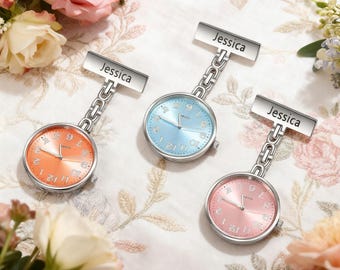 Personalized pocket watch Christmas gift for nurses, Custom Name Nurse Watch With Lapel Pin,Medical Graduation Gift,Gift For Doctor/Midwife