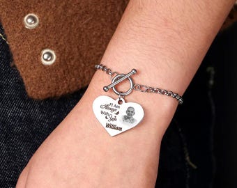 Pulsera personalizada con foto y nombre, pulsera conmemorativa, regalo de recuerdo para la pérdida de mamá o papá, regalo de condolencia para él, regalo para hombres.
