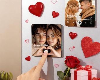 Ímã de geladeira personalizado com foto e música, caixa de música que toca a música inteira, presente de aniversário e Dia dos Namorados para ele/ela.