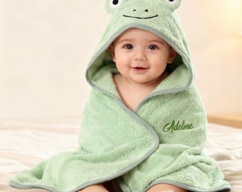 Toalla con capucha personalizada para bebé, regalo para recién nacido con nombre personalizado, toalla con capucha de algodón puro para baby shower, toalla de piscina infantil, toalla para niños