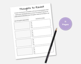 Brain Dump Printable Worksheets | Weekly Template & Planner | PDF Instant Download