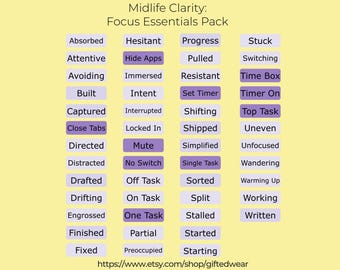 Focus Essentials Digital Stickers | Deep Work, Concentration Tracking (Digital Download)