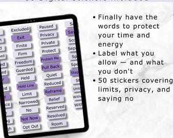 Digital Stickers | Boundary Support Essentials | Functional Text PNG (Digital Download)