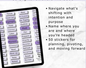 50 Midlife Clarity Planner Stickers: Functional Text PNG (Digital Download)