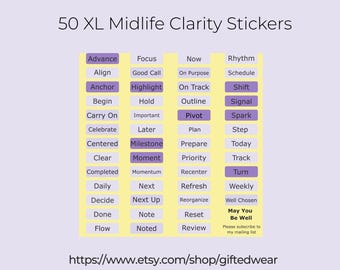 XL Midlife Clarity Planner Stickers: Text-Based PNG (Digital Download)
