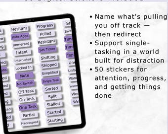 Focus Essentials Digital Stickers | Deep Work, Concentration Tracking (Digital Download)