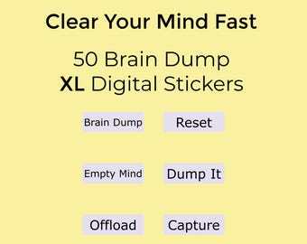 XL Brain Dump Digital Stickers | 50 Text Planner Stickers for Journaling & Planning | PNG