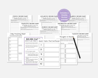 Brain Dump Printable Worksheets | Weekly Template & Planner | PDF Instant Download