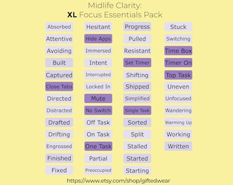 XL Focus Planner Stickers | 50 Text-Based PNG Stickers (Digital Download)