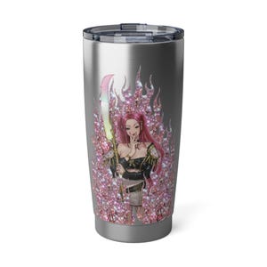 Gobelet à flamme rose Mira Demon Hunters | Gobelet de voyage en acier inoxydable, 20 oz