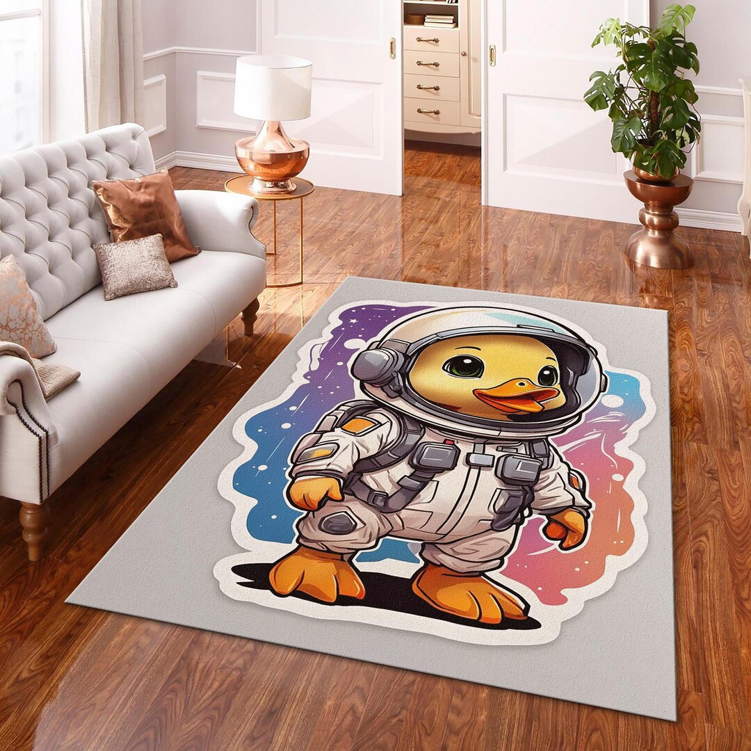 Cartoon Duck Rug, Popular Duck Rug, Funny Duck Rug, Astronaut Duck ...