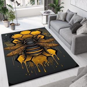 Bee Rug, Bee Design Area Rug, Bee Pattern Rug,Honey Bee Rug,Bee Themed Rug,Floral Rug,Honey Rug,Living Room Rug,Bee Carpet,6x8 Rug,10x12 Rug