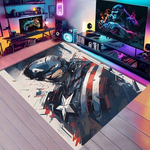 Captain America Rug,Super Hero Rug,Super Brave,Movies Rug,Marvel Rug,Fantastic Rug,Custom Rug,Bedroom Rug,Decorative Rug,Popular Rug,6x8 Rug