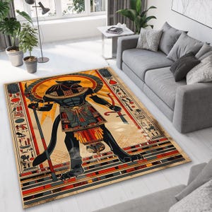 Anubis Rug, Mystic Rug, Design Rug, Anubis Embroidered Modern Home Carpet, Mythological Rug, Living Room Rug, Culture Rugs, Egypt Themed Rug