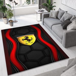 Ferrari Rug,Modern Printed Rug,Aesthetic Rug,Sports Car Print Rug,Popular Rug,Custom Rug,Stylish Rug,Personalized Gift,Gift For Him,Area Rug