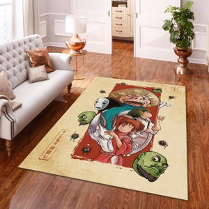 Spirited Away Rug, Chihiro Ogino Rug, Kaonashi Rug, Yubaba Rug, Anime Rug, Manga Rug, Home Decor, Hobby Room Rug, Washable Rug, Custom Rug