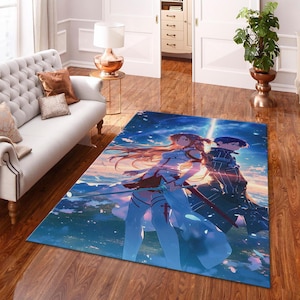 Sword Art Rug, Kazuto Kirigaya Rug, Asuna, Anime Rug, Manga Rug, Home Decor, Game Room Rug, Hobby Room Rug, Washable Rug,Custom Rug,Area Rug