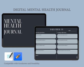 Dark Mode Mental Health Journal: Hyperlinked Self-Care PDF Tracker