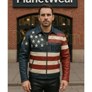 Patriotic Drip: USA Flag Leather Jacket – Bold Americana Streetwear 2025