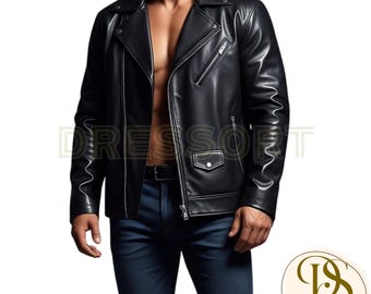 Vintage Black Cowhide Leather Biker Jacket - Handmade, Custom Fit