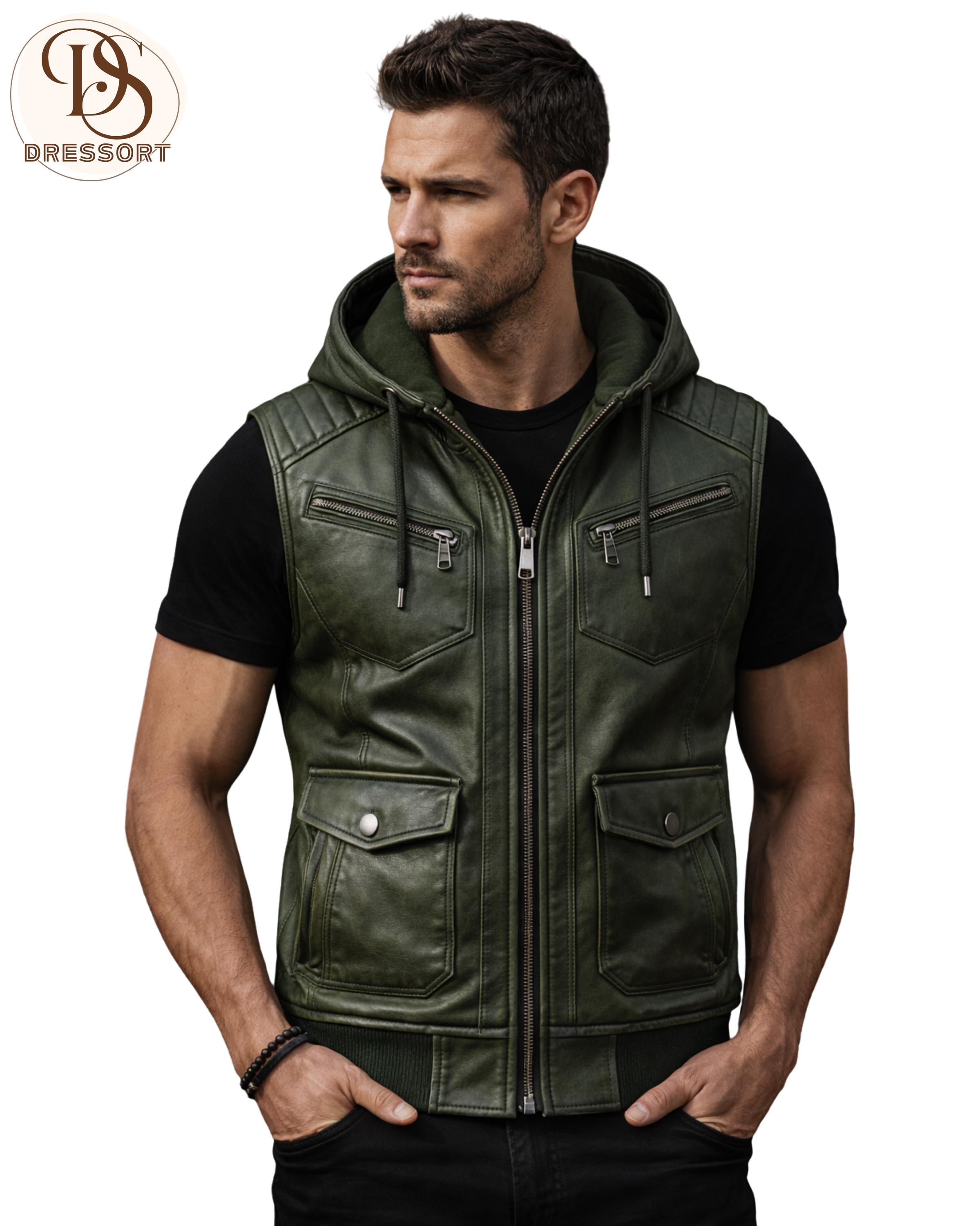 Leather Jacket Men Multi Pocket - Etsy