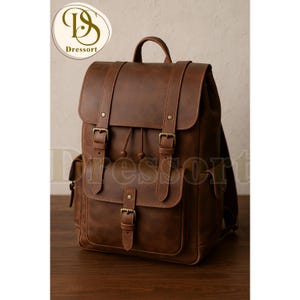 Personalized Brown Leather Backpack – Vintage Rucksack, Handmade Laptop Bag, Hipster Gift for Him ,  Leather Travel Backpack