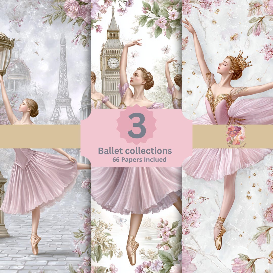 Ballet Digital Paper Bundle, Paris London Royal Ballet Papers, Romantic ...