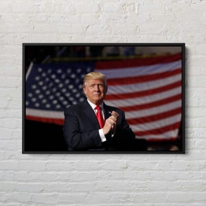 Donald Trump Canvas Art: American Flag Political Print