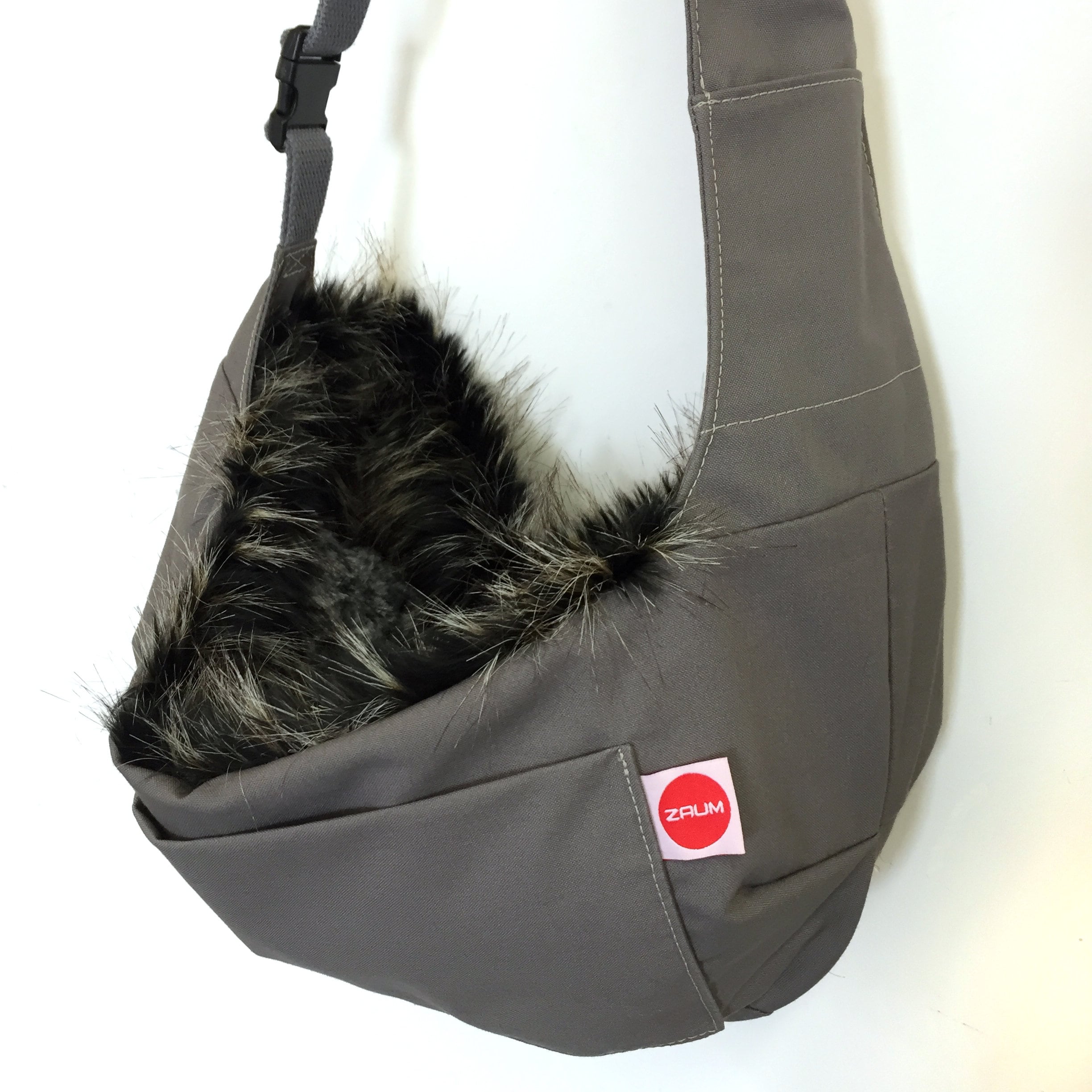 Luxury Small Pet Sling With Plush Faux Fur Bunny Sling Pet Travel Carrier Cat Sling Pet Travel Pet Tote Pet Pouch Slate Gray Etsy