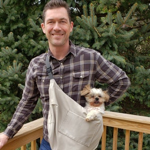 Luxury Pet Sling, Dog Sling, Dog Carrier, Pet Travel Carrier, Bunny sling, Pet Travel, Pet tote, Pet Pouch in Stone