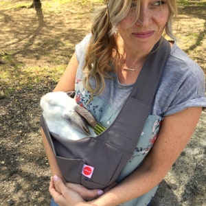 Luxury Pet Sling, Dog Sling, Dog Carrier, Pet Travel Carrier, Bunny sling, Pet Travel, Pet tote, Pet Pouch in Slate Gray